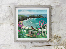 Load image into Gallery viewer, Coastal illustration, Logan Rock, song thrush

