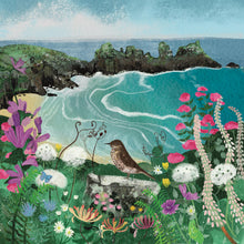 Load image into Gallery viewer, Coastal illustration, Logan Rock, song thrush
