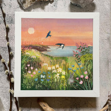 Load image into Gallery viewer, Swallow illustration, coastal, sunset
