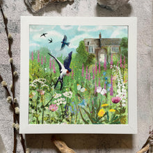 Load image into Gallery viewer, Swallows and foxgloves, country garden, illustration
