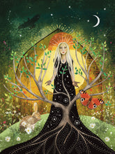 Load image into Gallery viewer, Spring goddess,  illustration,  vintage metal frame
