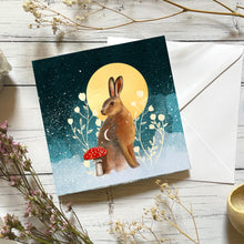 Load image into Gallery viewer, Hare Christmas card - yule card -woodland animal
