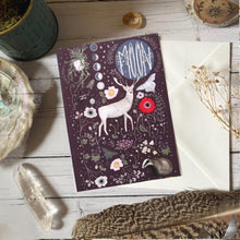 Load image into Gallery viewer, Moon card - stag greeting - celestial - blank inside
