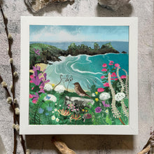 Load image into Gallery viewer, Coastal illustration, Logan Rock, song thrush
