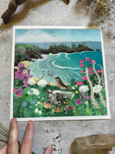 Load image into Gallery viewer, Coastal illustration, Logan Rock, song thrush
