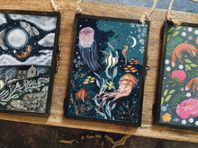 Load image into Gallery viewer, Jellyfish ocean art, framed.
