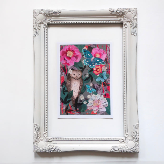 Flowers and owl illustration