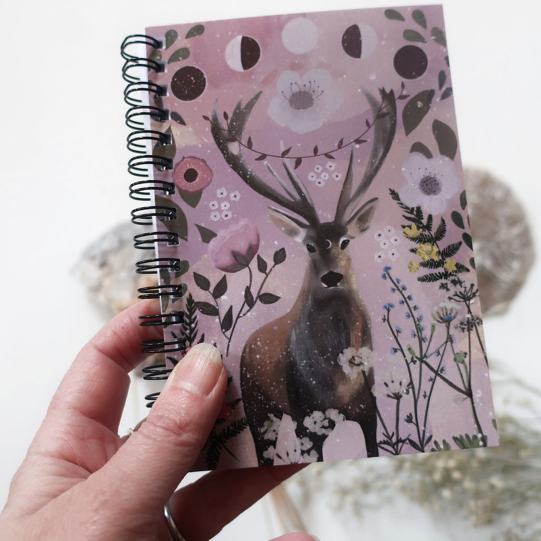 Stag notebook with moon phases 