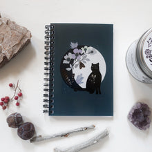 Load image into Gallery viewer, Cat circled by the moon with flowers and mushrooms
