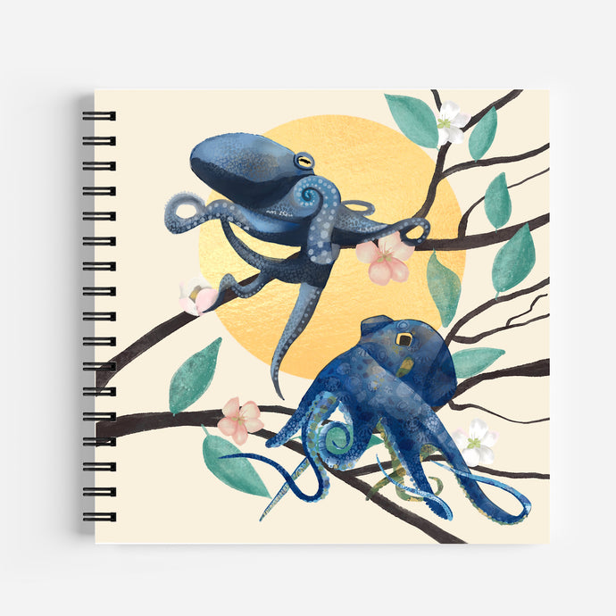 Octopus notebook- two octopuses in a blossom tree
