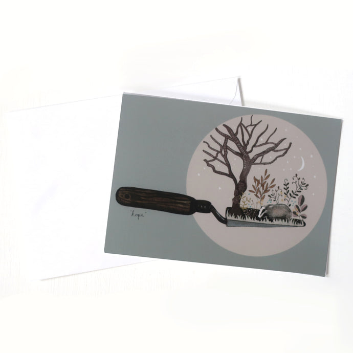 Badger on a trowel card