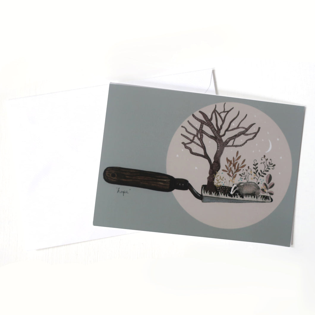 Badger on a trowel card