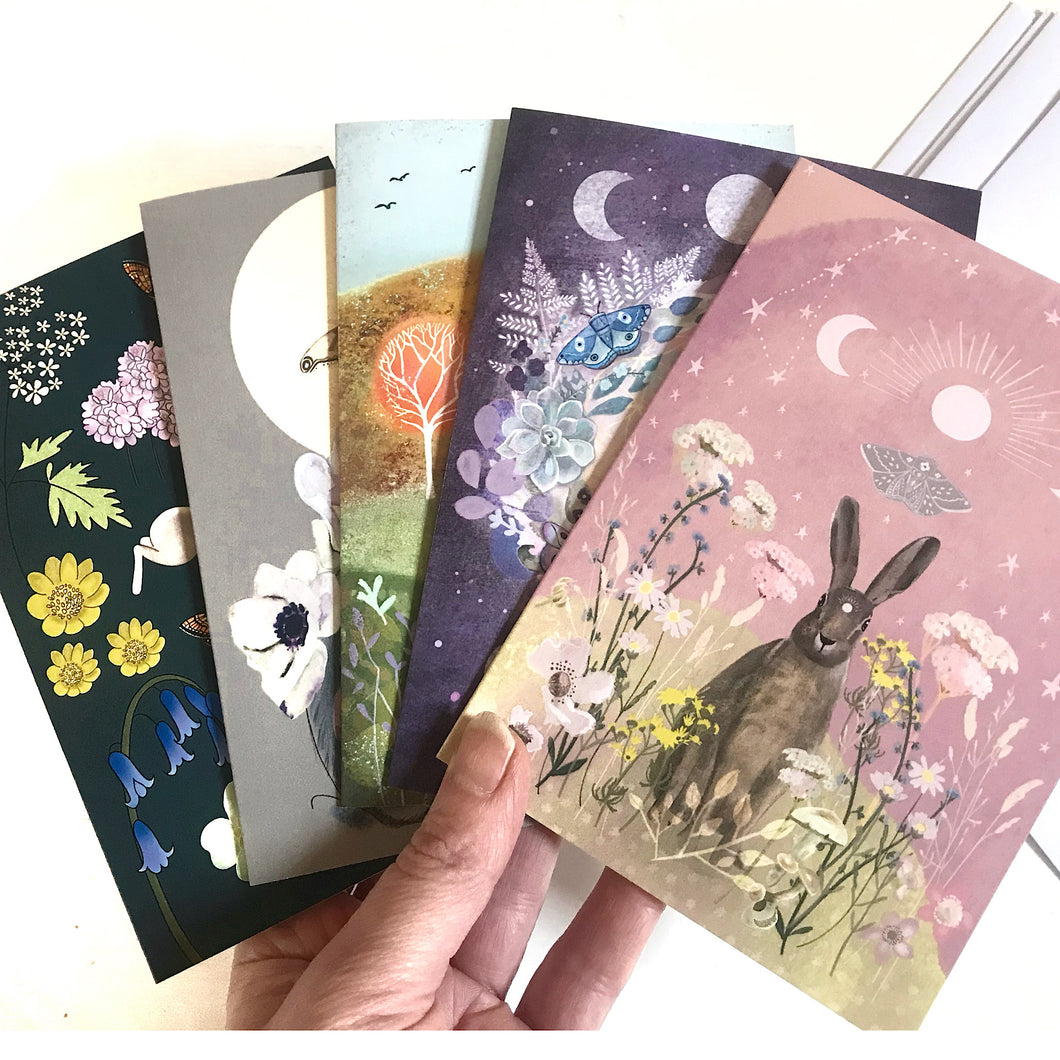 Hare cards, set of five