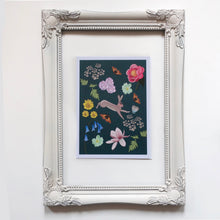 Load image into Gallery viewer, Hare and flowers print in frame
