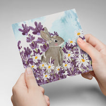 Load image into Gallery viewer, Rabbit and lavender greeting card
