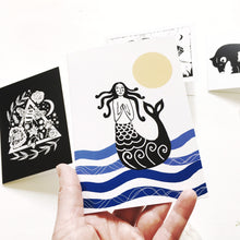 Load image into Gallery viewer, Set of five Lino print cards

